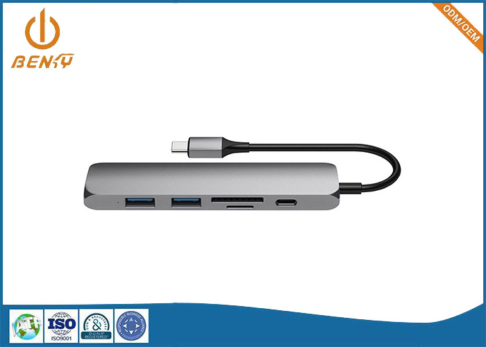Konektor USB Mesin Aluminium Shell 6 In 1 Docking Station Adapter USB Multiport Hub